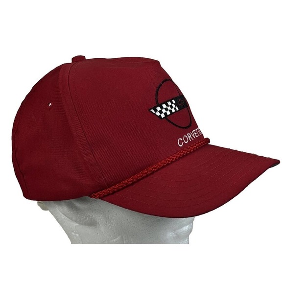 VTG Corvette Hat 80s Snapback Trucker Hat Chevy Racing Corded Fleece Lined Cap - Picture 4 of 7